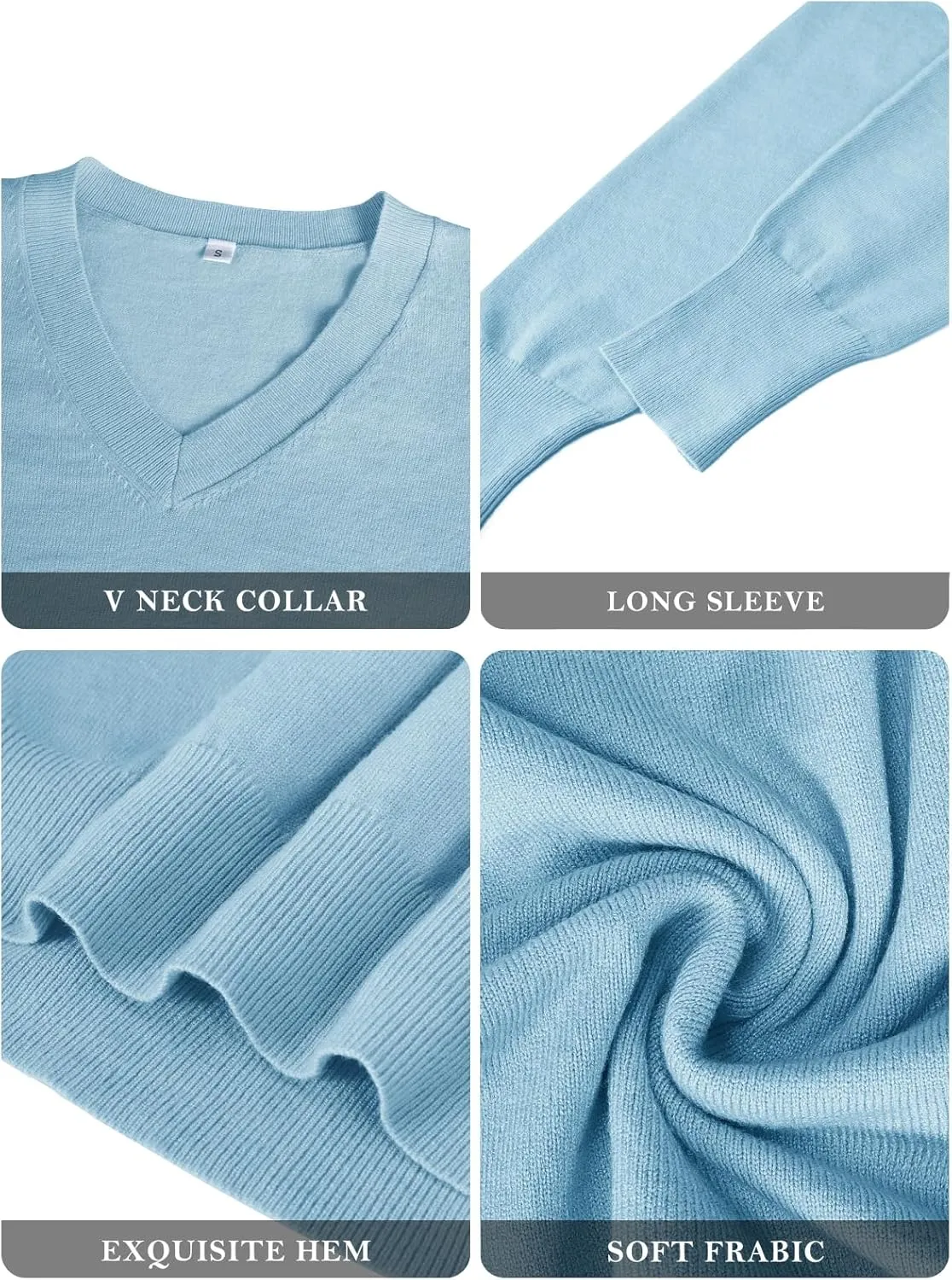 2025 Women's Sweaters Knitted Ribbed Casual Thin Long Sleeve Pullover V Neck Lightweight Sweatshirts Cute Blouse Tops