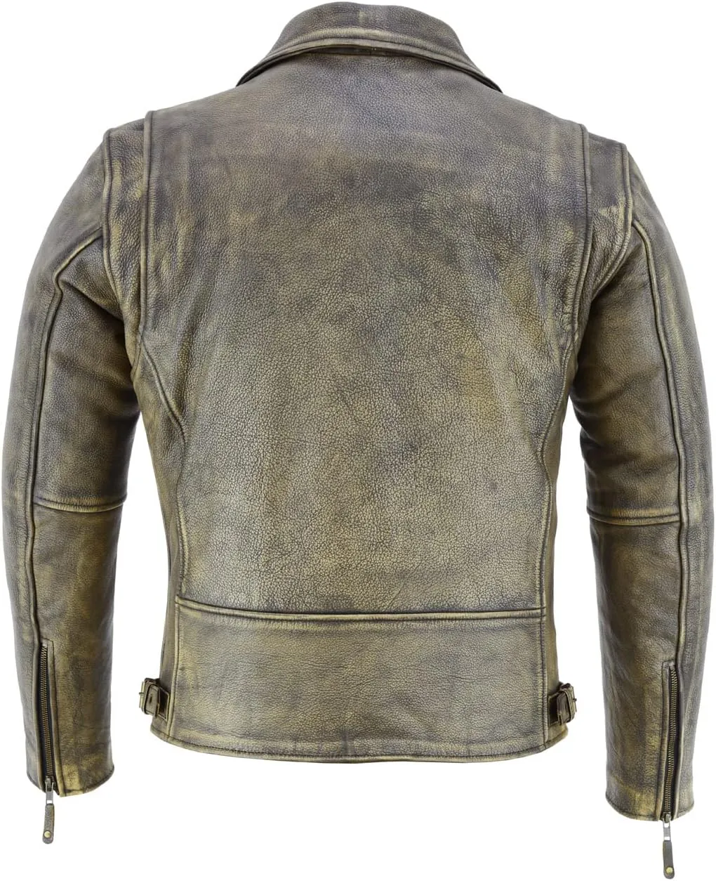 A&H Apparel - Men's Motorcycle Genuine Cowhide Leather Jacket: Classic Style in Genuine Cowhide Leather with Zip-Out Lining (Distressed, L)