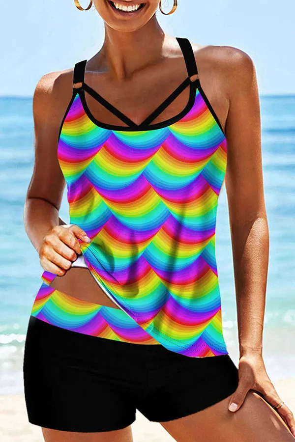 Abstract Print Colorful Tankini