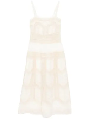 Acacia Lace Trim Midi Dress in Tea