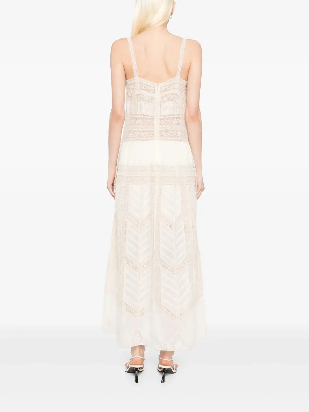 Acacia Lace Trim Midi Dress in Tea