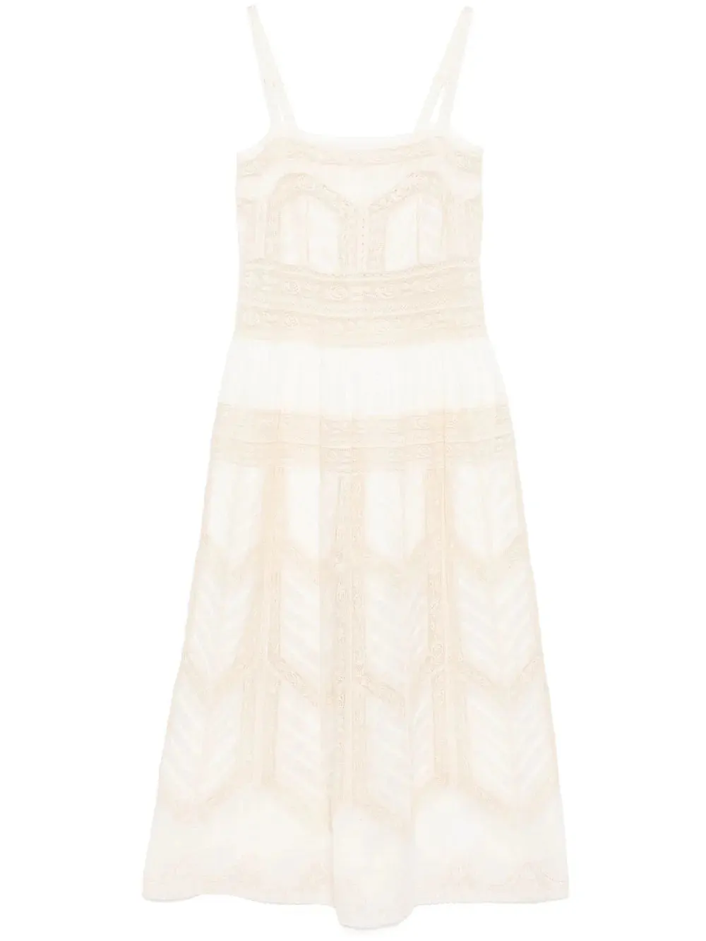 Acacia Lace Trim Midi Dress in Tea