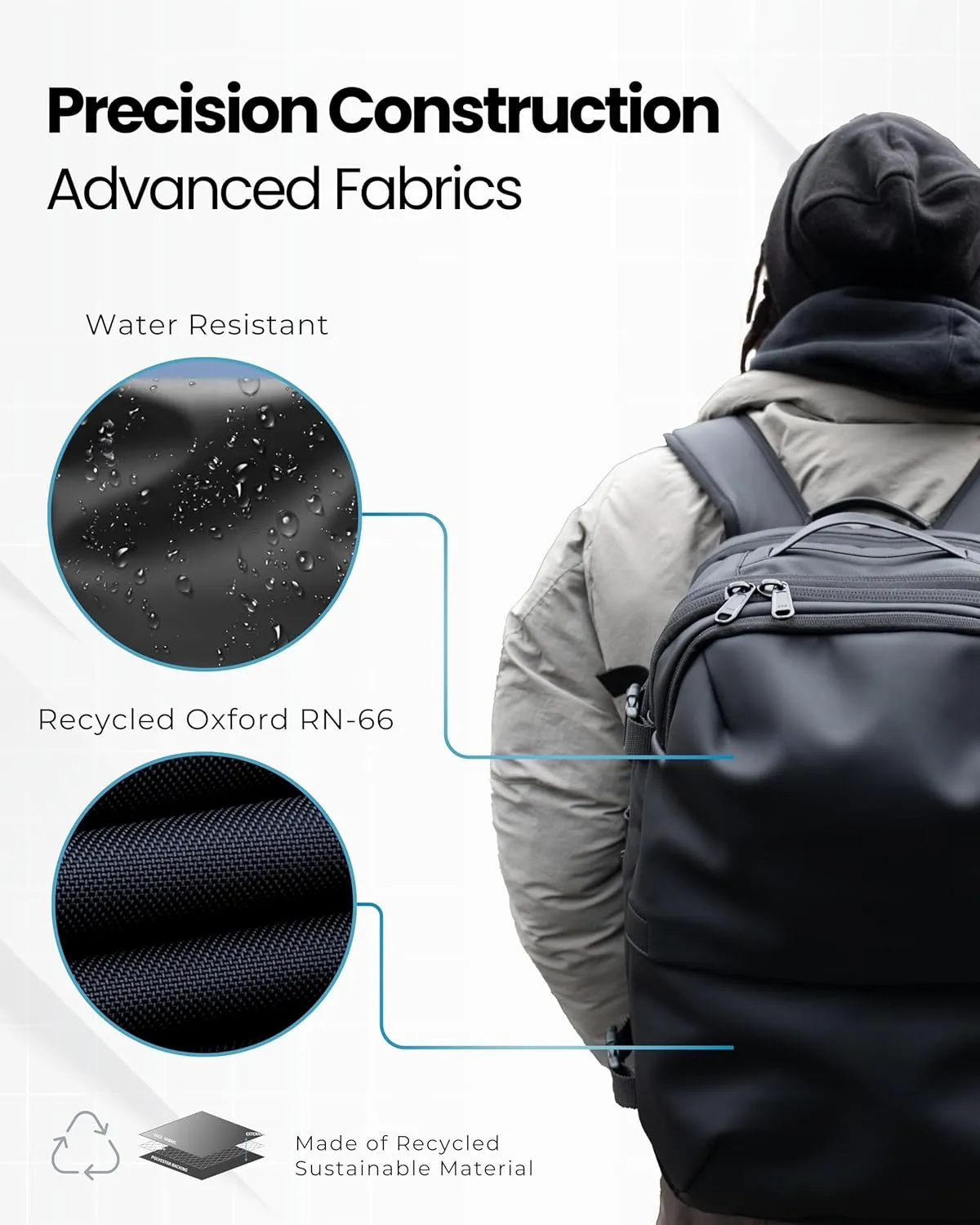 AirVault Vacuum Seal Travel Backpack 60L - Expandable Air Compression Vacuum System, Airback, Vacpack, Water-Resistant, Carry-On with TSA Lock Fits 19" Laptop, Backvac (Black)