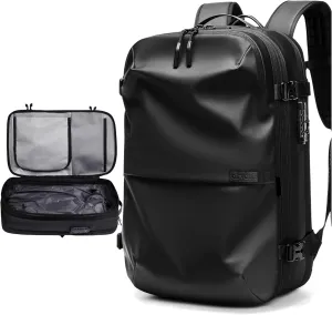 AirVault Vacuum Seal Travel Backpack 60L - Expandable Air Compression Vacuum System, Airback, Vacpack, Water-Resistant, Carry-On with TSA Lock Fits 19" Laptop, Backvac (Black)