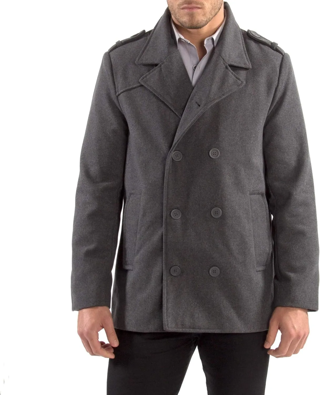Alpine Swiss Jake Mens Wool Pea Coat Double Breasted Peacoat Jacket