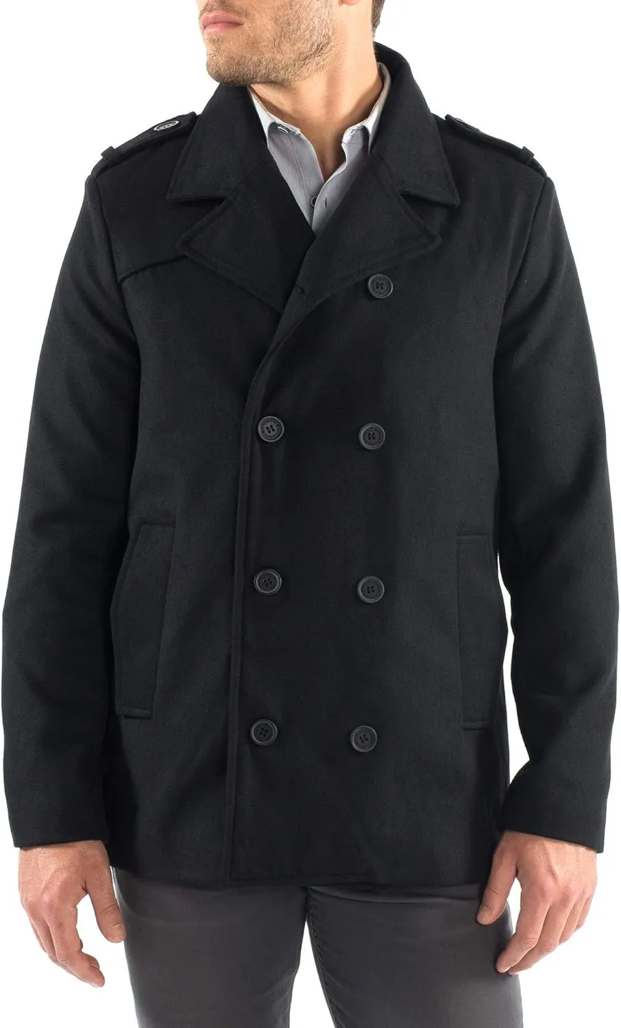 Alpine Swiss Jake Mens Wool Pea Coat Double Breasted Peacoat Jacket