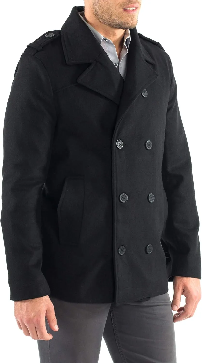 Alpine Swiss Jake Mens Wool Pea Coat Double Breasted Peacoat Jacket