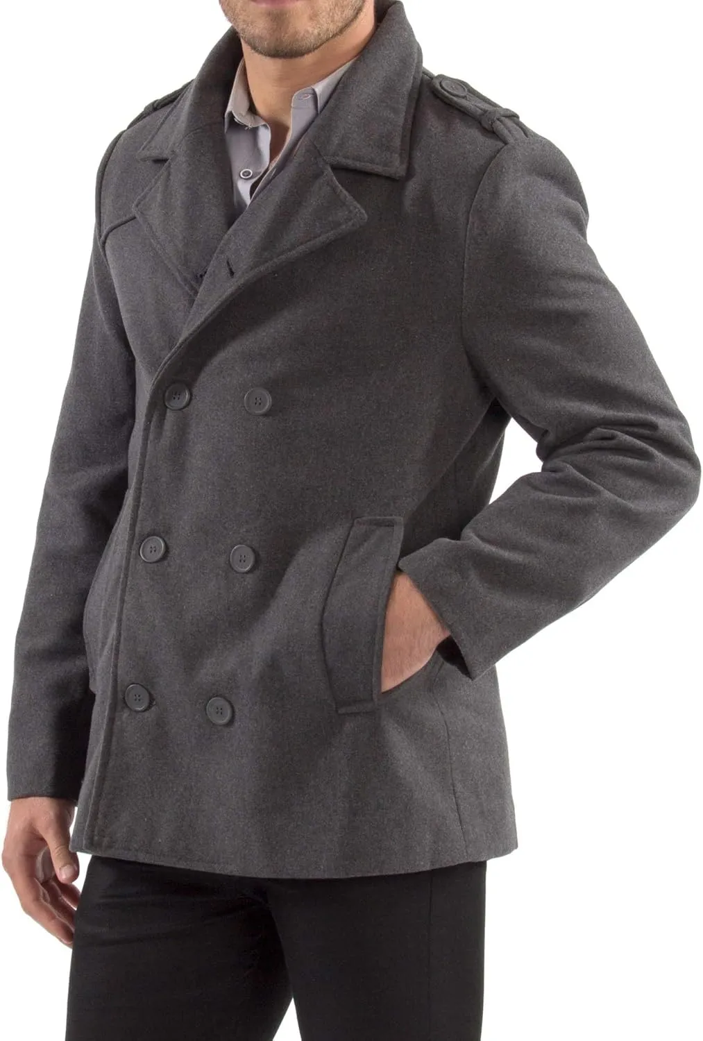 Alpine Swiss Jake Mens Wool Pea Coat Double Breasted Peacoat Jacket