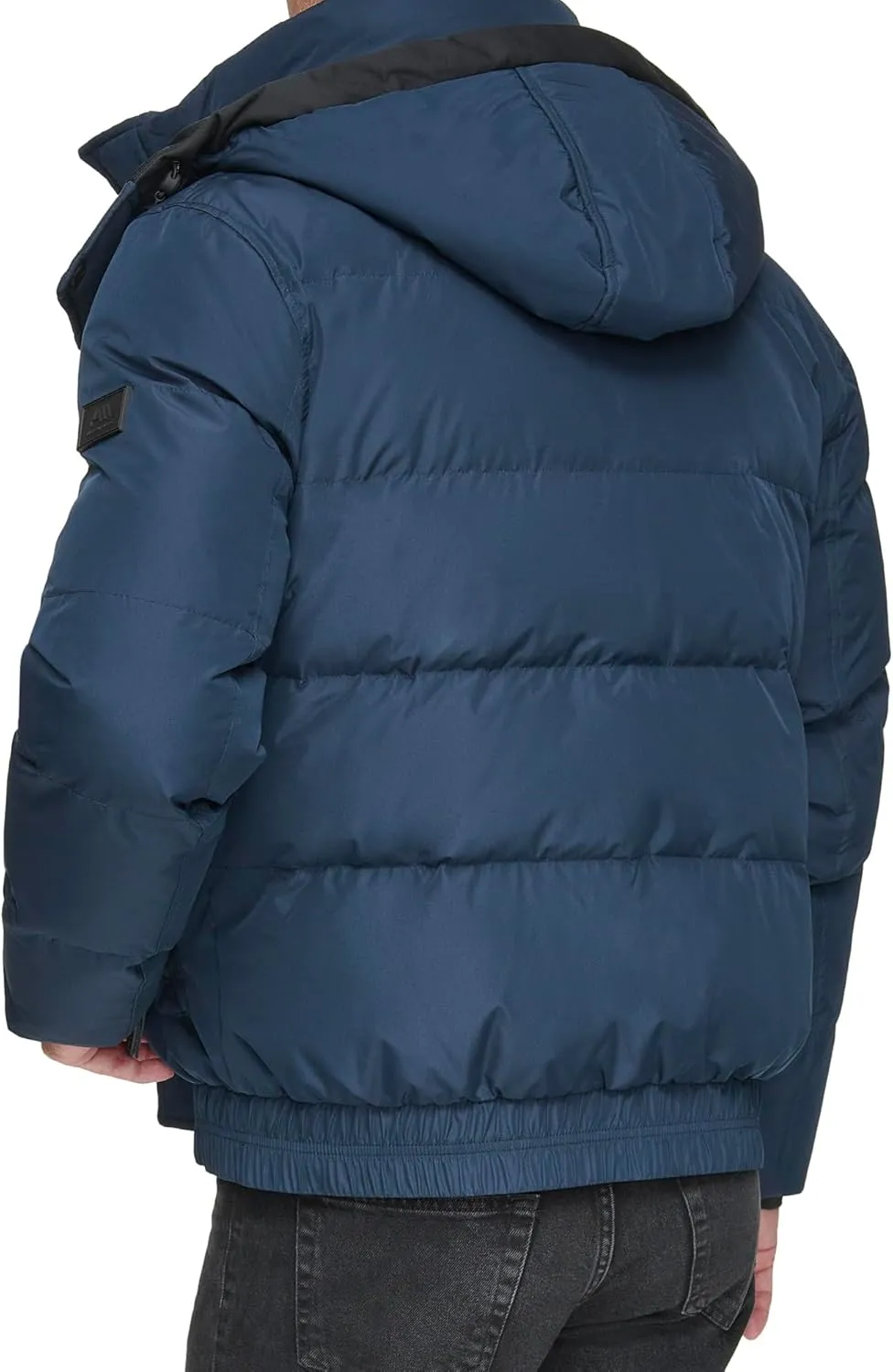 Andrew Marc Men's Short Quilted Inner Bib Attached Down Fill Phoenix Down Bomber Hybrid