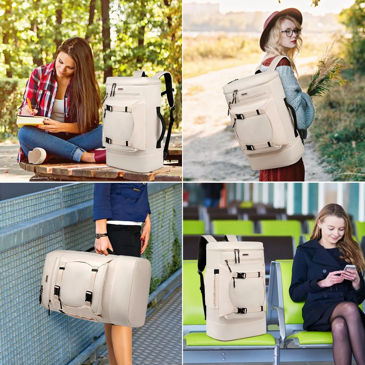 Asenlin Travel Backpack for Women Men40L Extra Large Hiking Backpack18 Inch Carry on Backpack Water Resistant for Casual Daypack Gym Backpack-Beige
