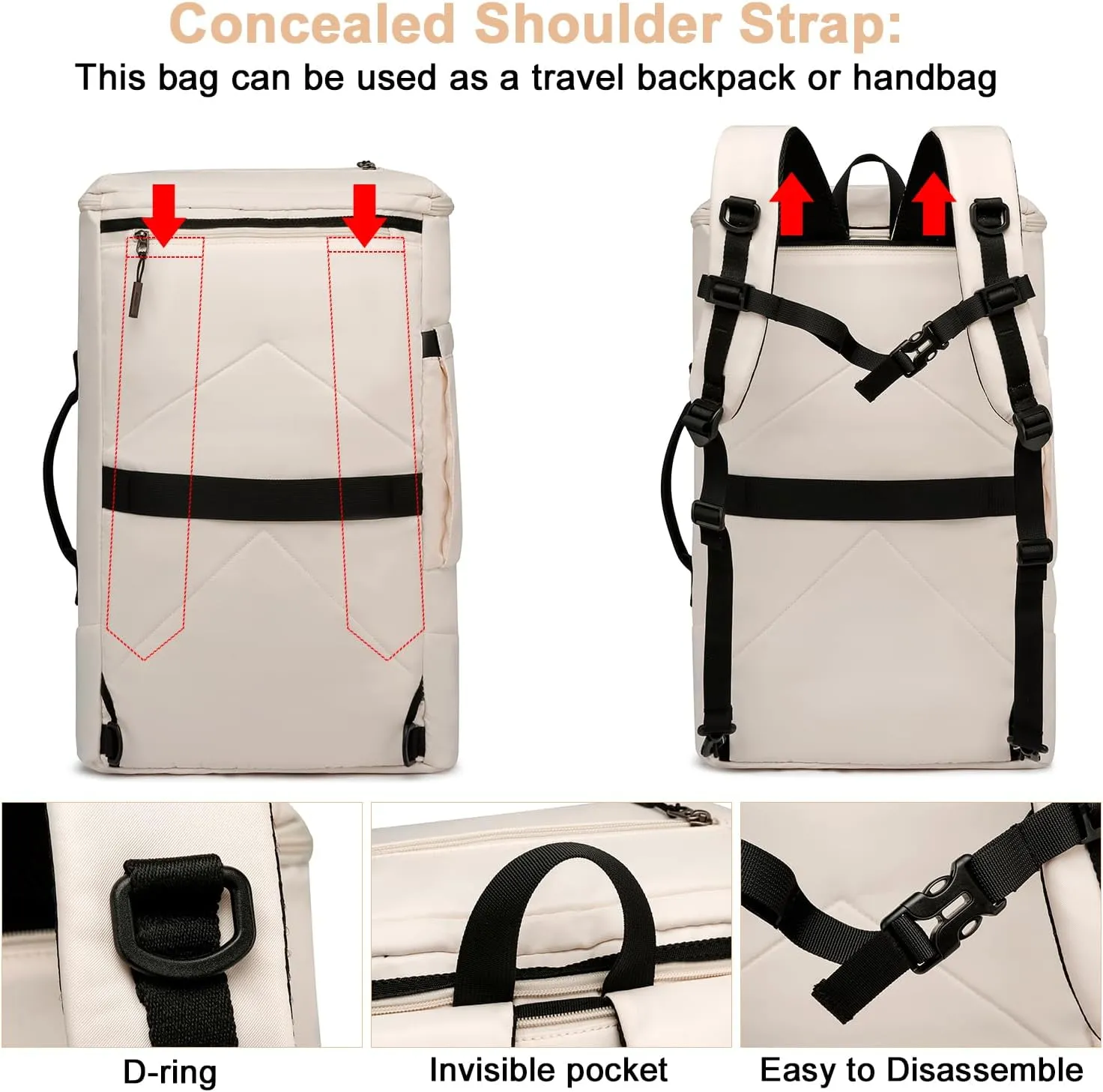 Asenlin Travel Backpack for Women Men40L Extra Large Hiking Backpack18 Inch Carry on Backpack Water Resistant for Casual Daypack Gym Backpack-Beige