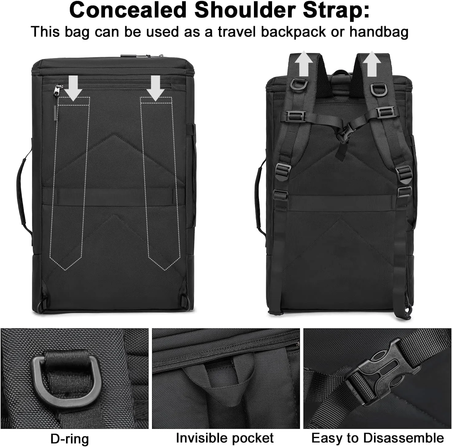 Asenlin Travel Backpack for Women Men40L Extra Large Hiking Backpack18 Inch Carry on Backpack Water Resistant for Casual Daypack Gym Backpack-Black