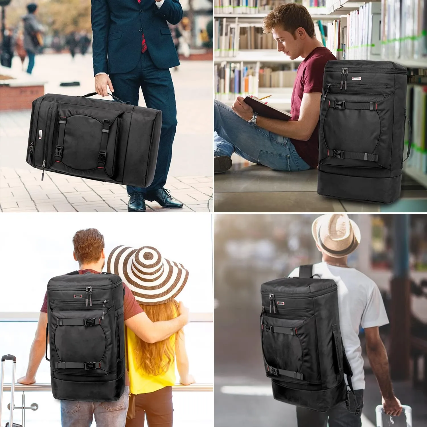 Asenlin Travel Backpack for Women Men40L Extra Large Hiking Backpack18 Inch Carry on Backpack Water Resistant for Casual Daypack Gym Backpack-Black