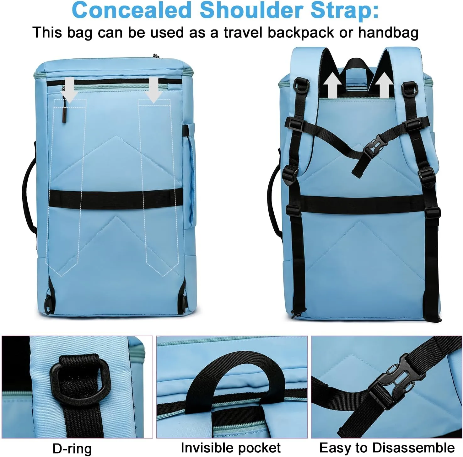 Asenlin Travel Backpack for Women Men40L Extra Large Hiking Backpack18 Inch Carry on Backpack Water Resistant for Casual Daypack Gym Backpack-LBLUE