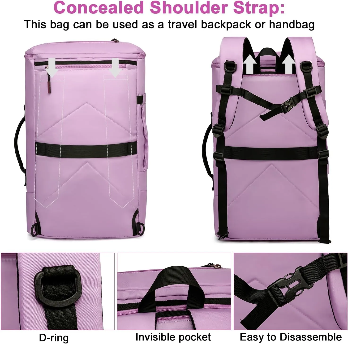 Asenlin Travel Backpack for Women Men40L Extra Large Hiking Backpack18 Inch Carry on Backpack Water Resistant for Casual Daypack Gym Backpack-Purple