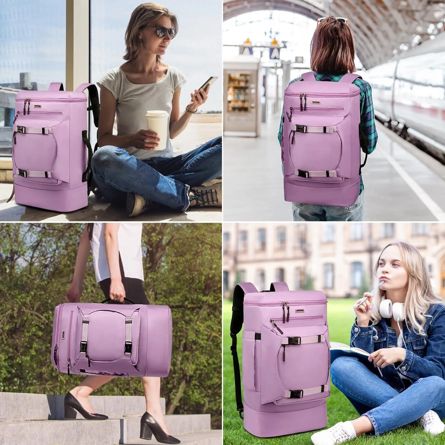Asenlin Travel Backpack for Women Men40L Extra Large Hiking Backpack18 Inch Carry on Backpack Water Resistant for Casual Daypack Gym Backpack-Purple