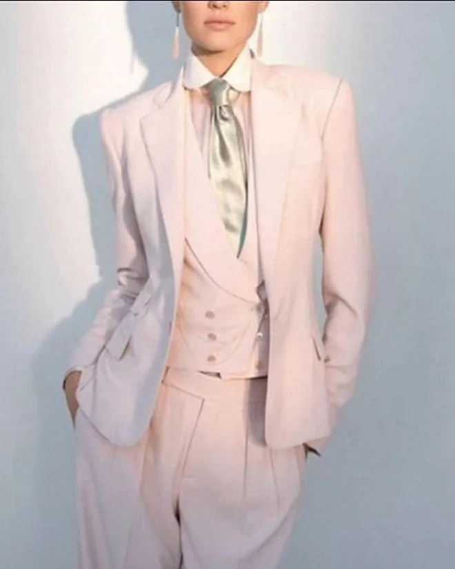 AshoreShop Womens 3 Piece Office Suit with Vest Pants Chic Custom Style Gatsby Suits