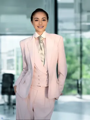 AshoreShop Womens 3 Piece Office Suit with Vest Pants Chic Custom Style Gatsby Suits
