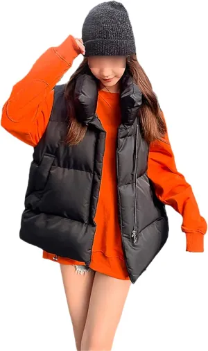 Autumn Winter Vest For Women Loose Warm Down Cotton Padded Jacket Sleeveless Jacket Womens Winter Waistcoat