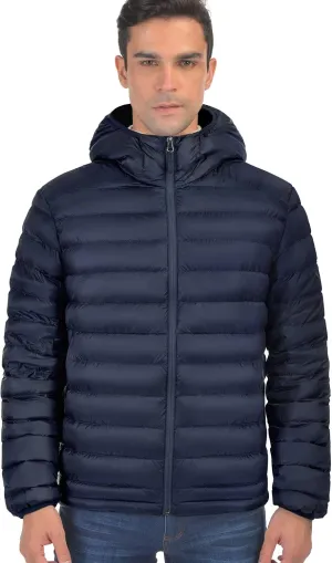 Bakery Men's Down Jacket Hooded Packable Down Puffer Jacket Lightweight Water-Resistant Insulated Down Jacket