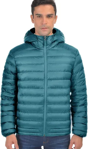 Bakery Men's Down Jacket Hooded Packable Down Puffer Jacket Lightweight Water-Resistant Insulated Down Jacket