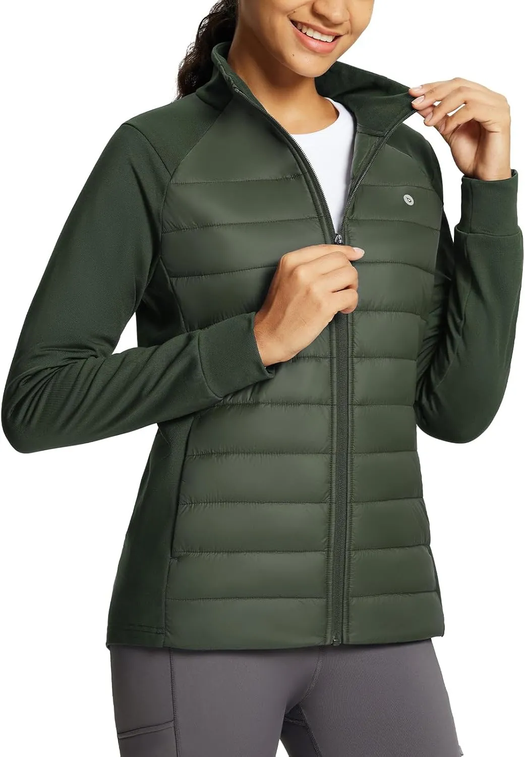 baleaf Women's Lightweight Warm Jacket Running Insulated Water Resistant Fall Jackets Winter Hiking Hybrid Puffer Coat