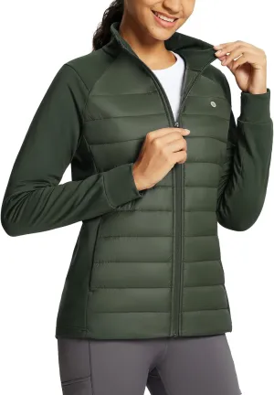 baleaf Women's Lightweight Warm Jacket Running Insulated Water Resistant Fall Jackets Winter Hiking Hybrid Puffer Coat