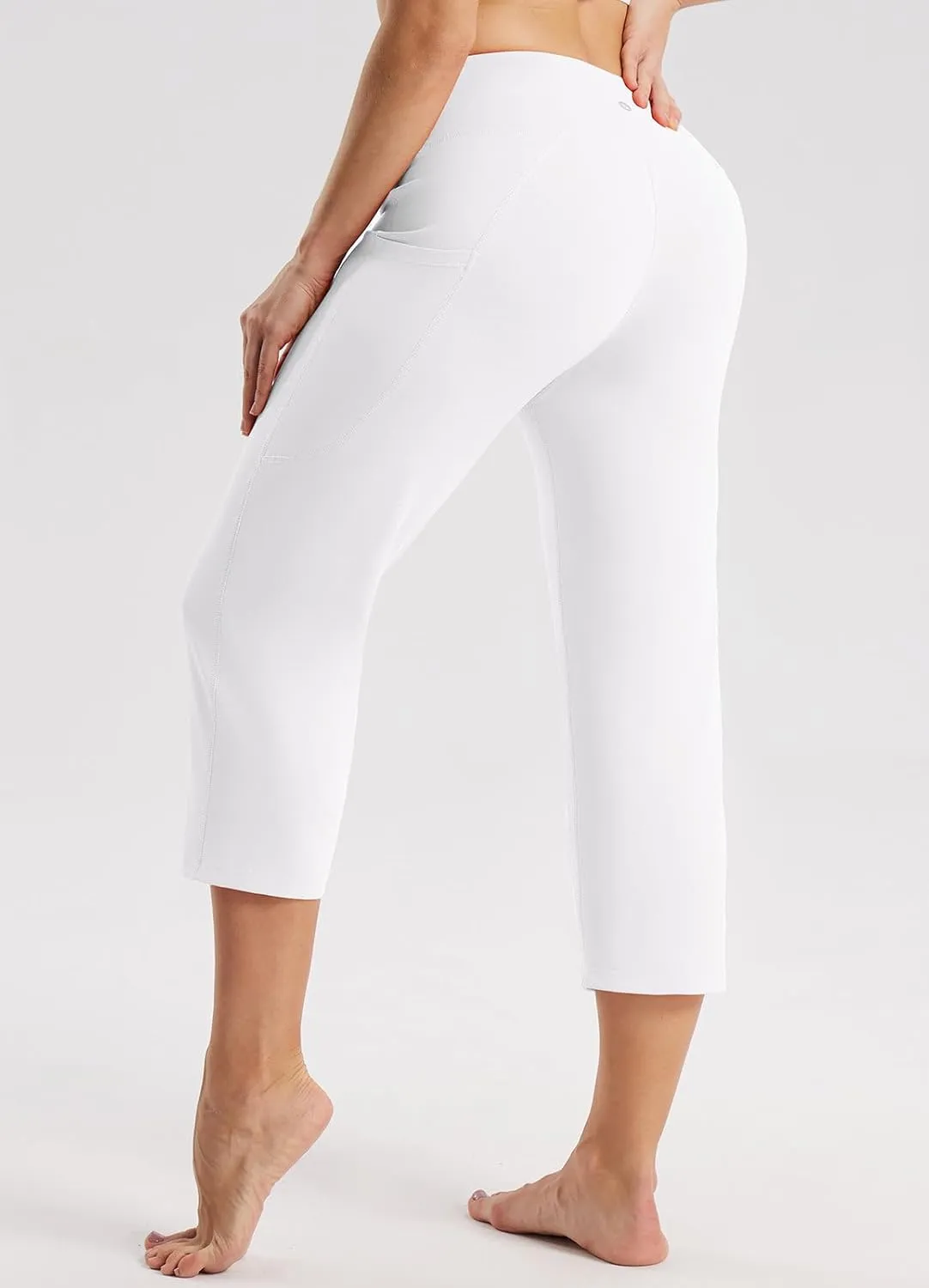 baleaf Womens Yoga Capri Pants High Waist Capri Leggings with Pockets Wide Leg Crop Exercise Workout Summer Pants