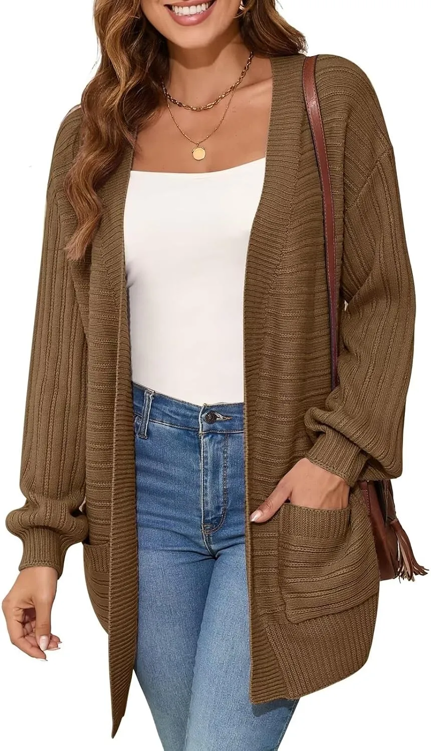 BELAROI Plus Size Cardigan Sweater for Women Cable Knit Open Front Casual Long Sleeve