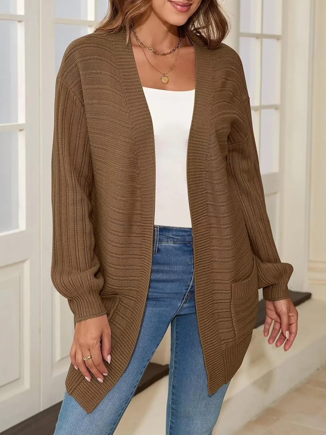 BELAROI Plus Size Cardigan Sweater for Women Cable Knit Open Front Casual Long Sleeve