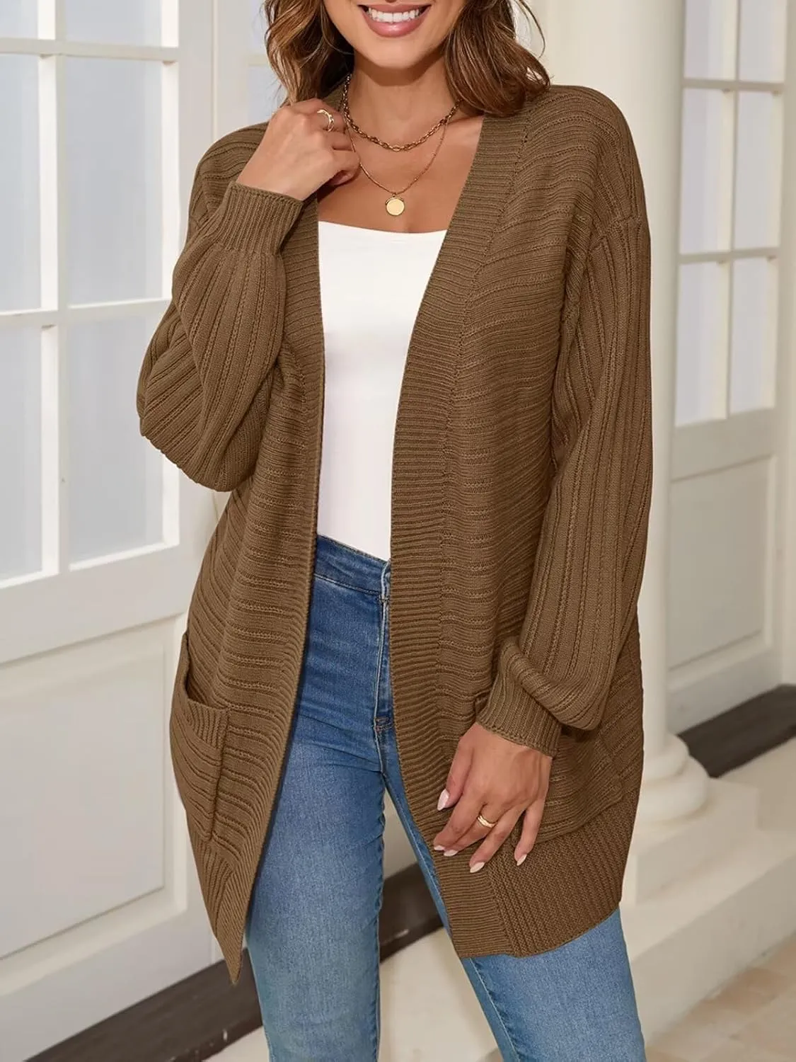 BELAROI Plus Size Cardigan Sweater for Women Cable Knit Open Front Casual Long Sleeve