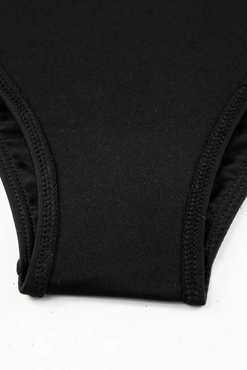 Black Criss-Cross Backless One-Piece Swimsuit