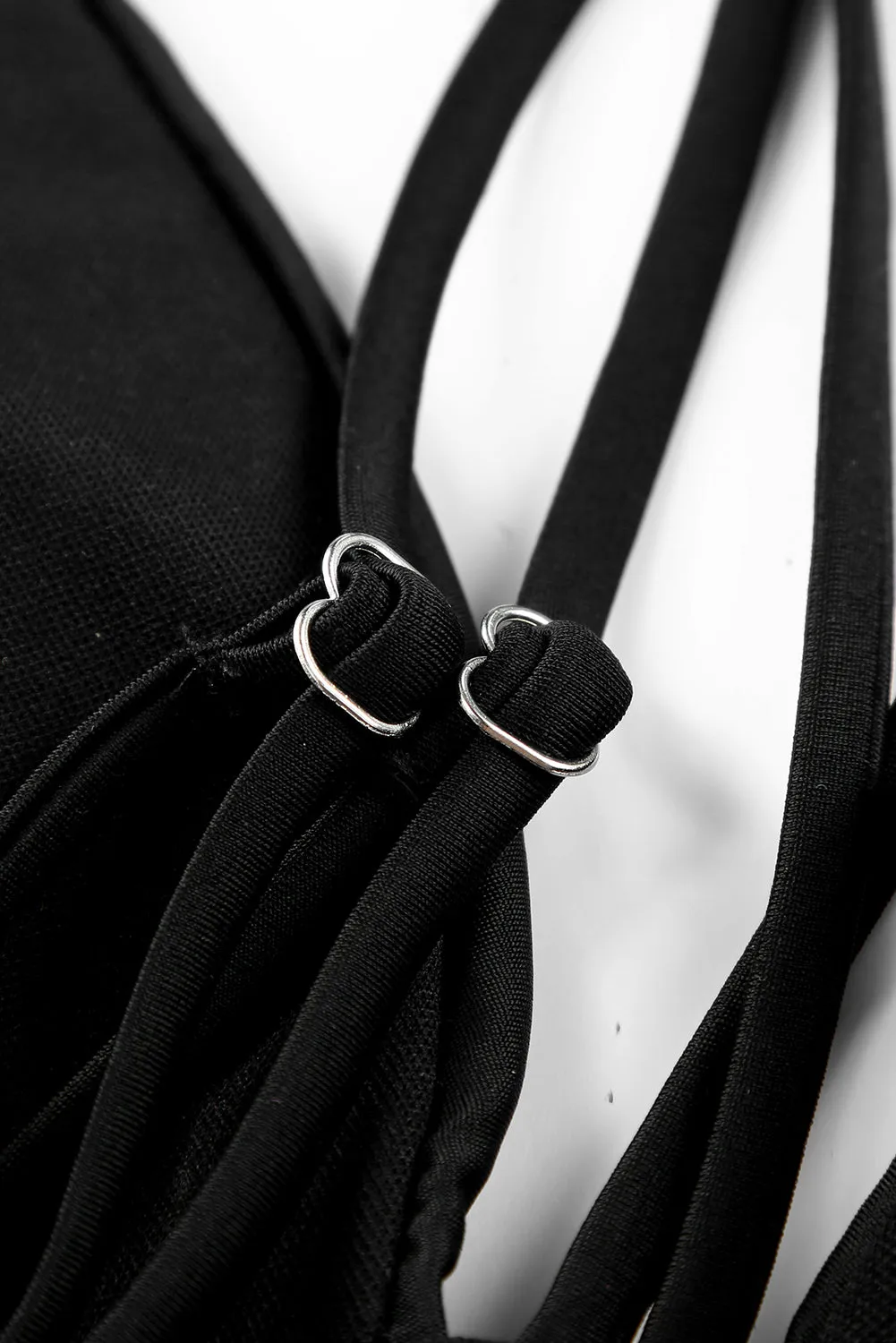 Black Criss-Cross Backless One-Piece Swimsuit