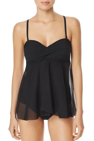 Black Sheer Flyaway Mesh Overlay Teddy Swimsuit