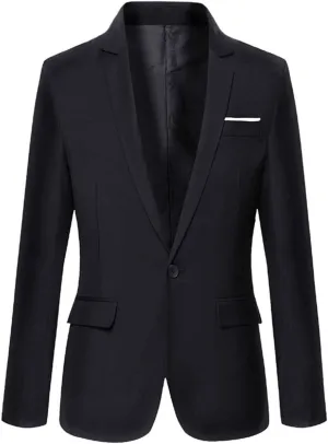 Boys Blazers Suit Jacket Long Sleeve Lapel Formal Blazer Solid Color Button Open Front Dress Coat Outerwear for Teens