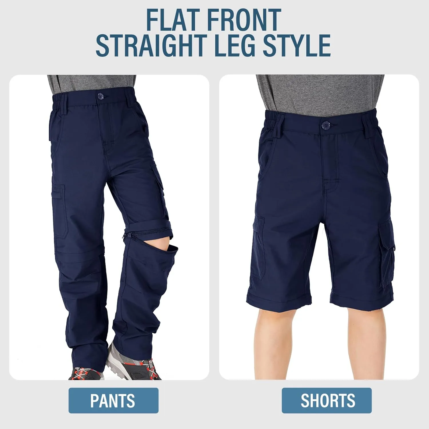 Boys Cargo Pants Kids' Hiking Quick Dry Lightweight Convertible Youth Waterproof Outdoor Camping Fishing Scout Pants