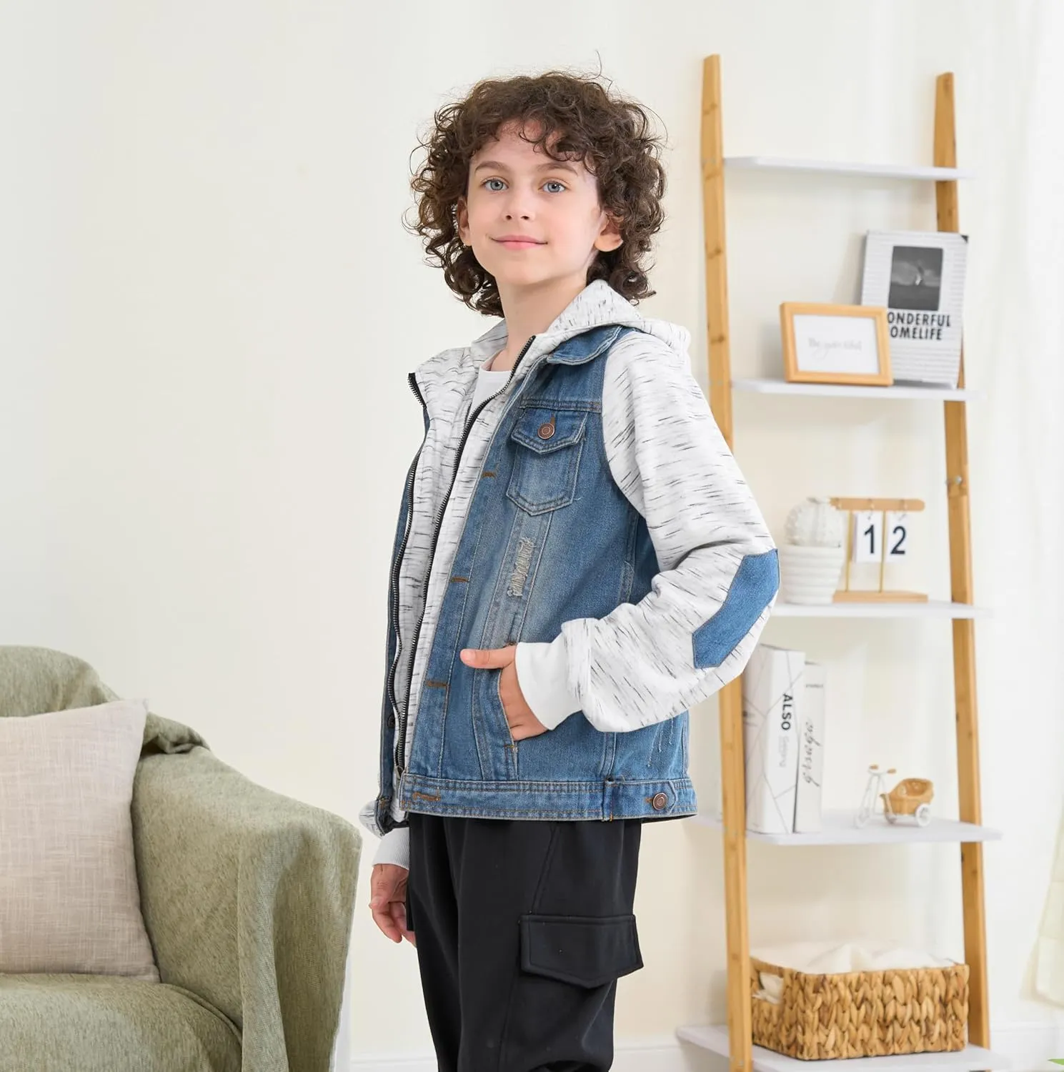 Boys' Denim Jacket Outerwear, 12M-14 Years