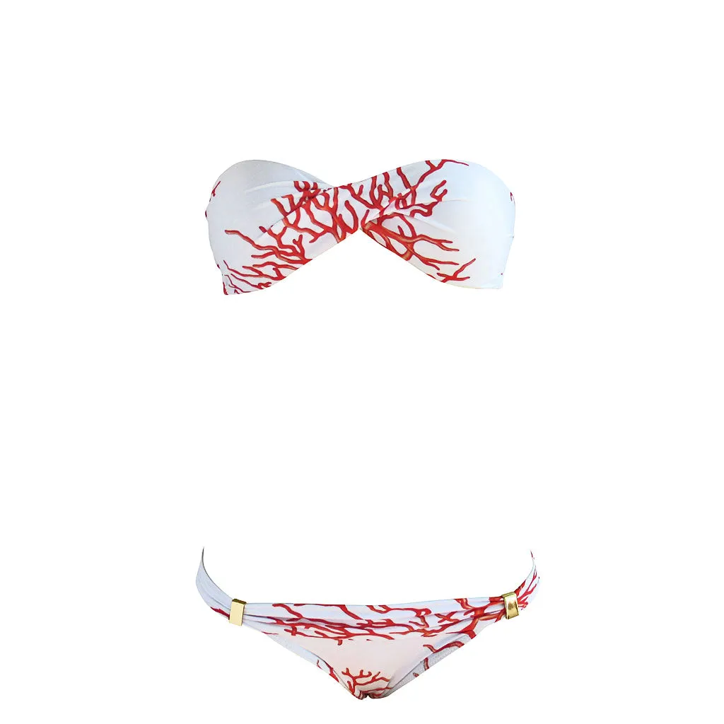 Brigitte Red Coral Bandeau Bikini