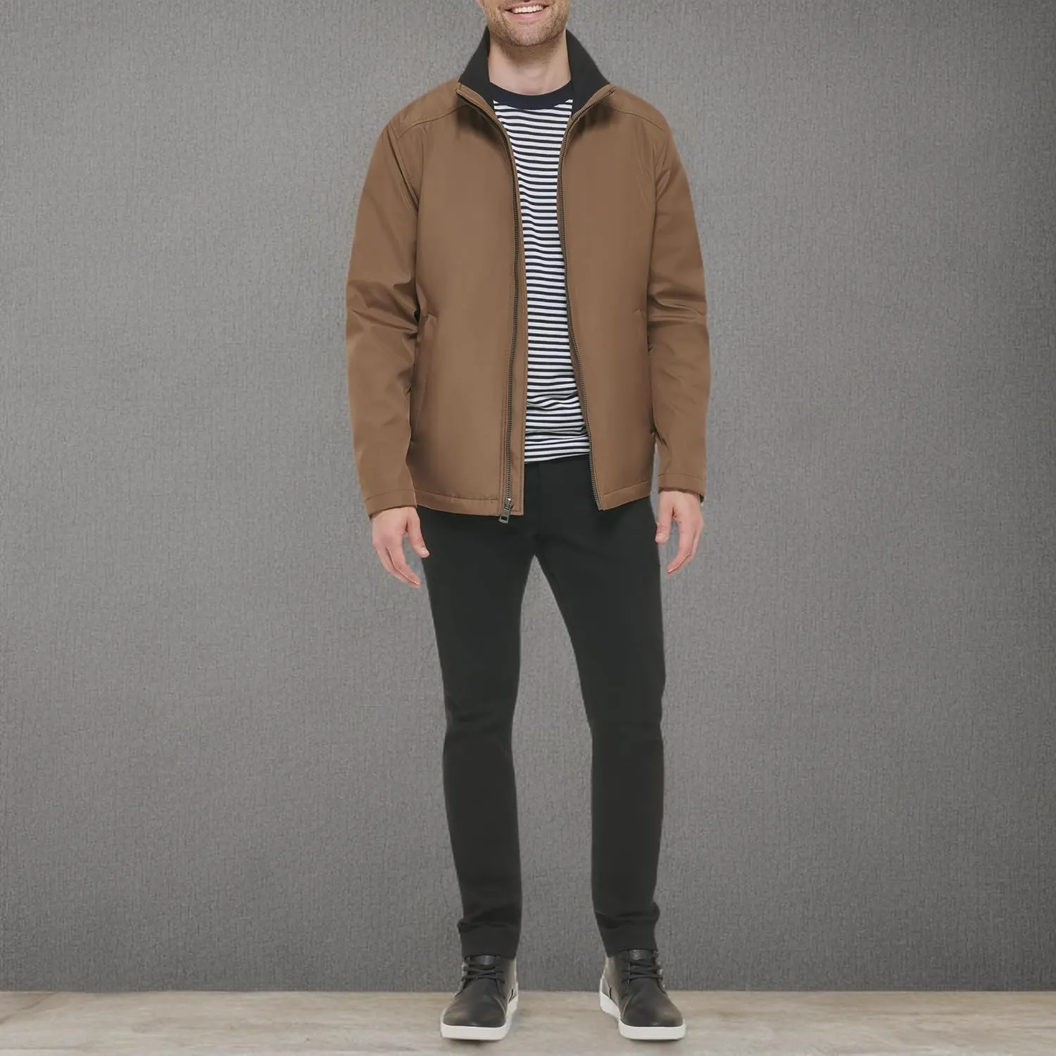 Calvin Klein Men's Stand Collar Poly Jacket
