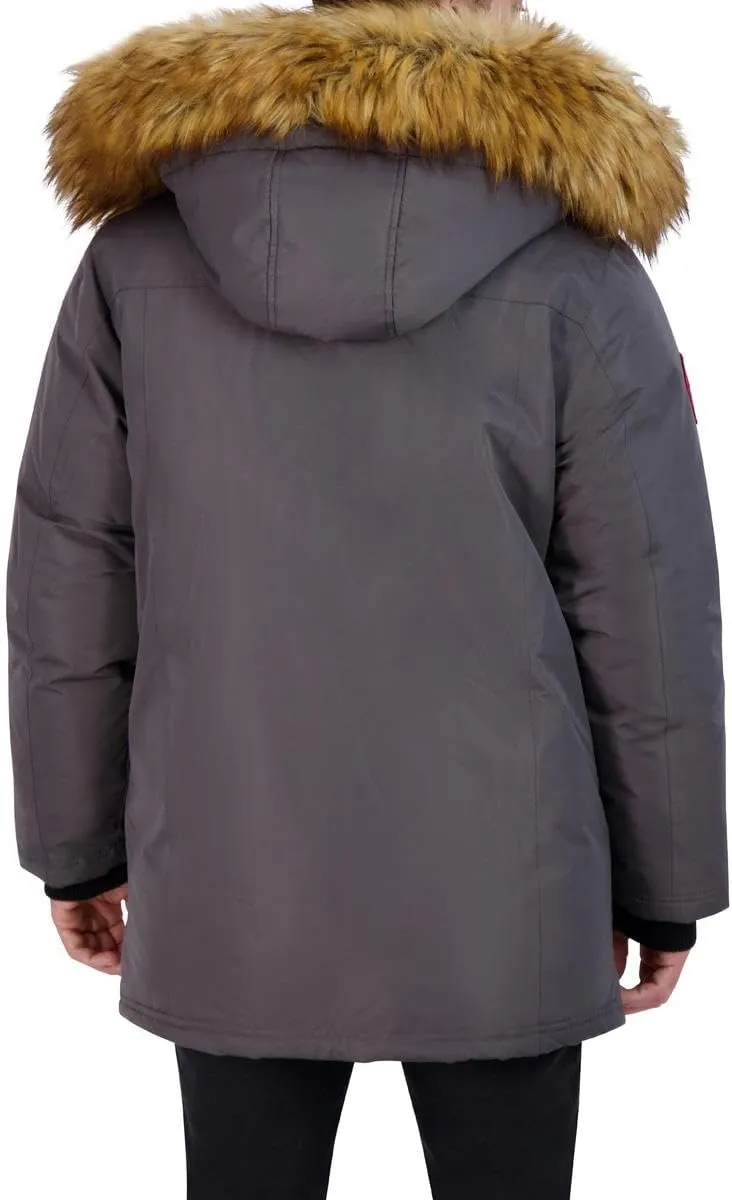 CANADA WEATHER GEAR Parka Coat for Men-Insulated Winter Jacket w/Faux Fur Hood