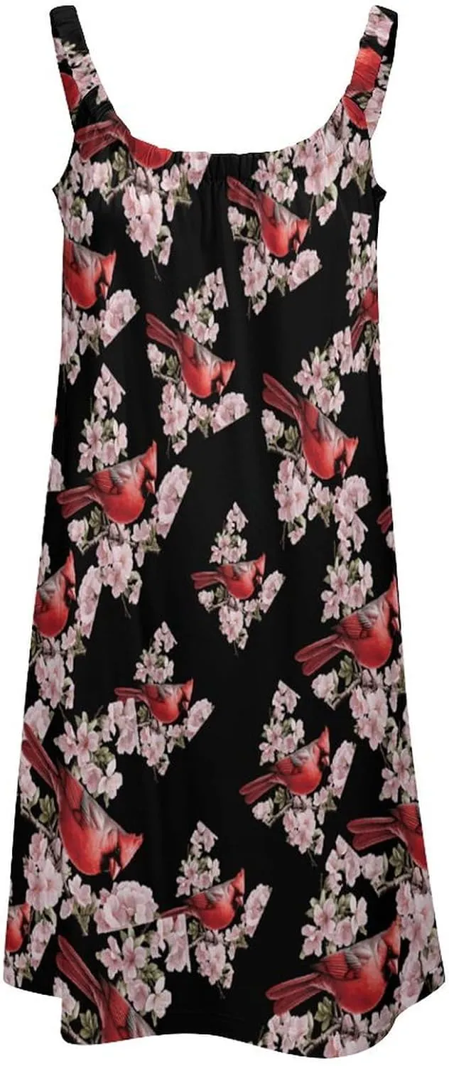 Cardinal Bird Women's Sleeveless Dresses Summer Beach Cover Up Tank Dress Short Sundresses for Beach