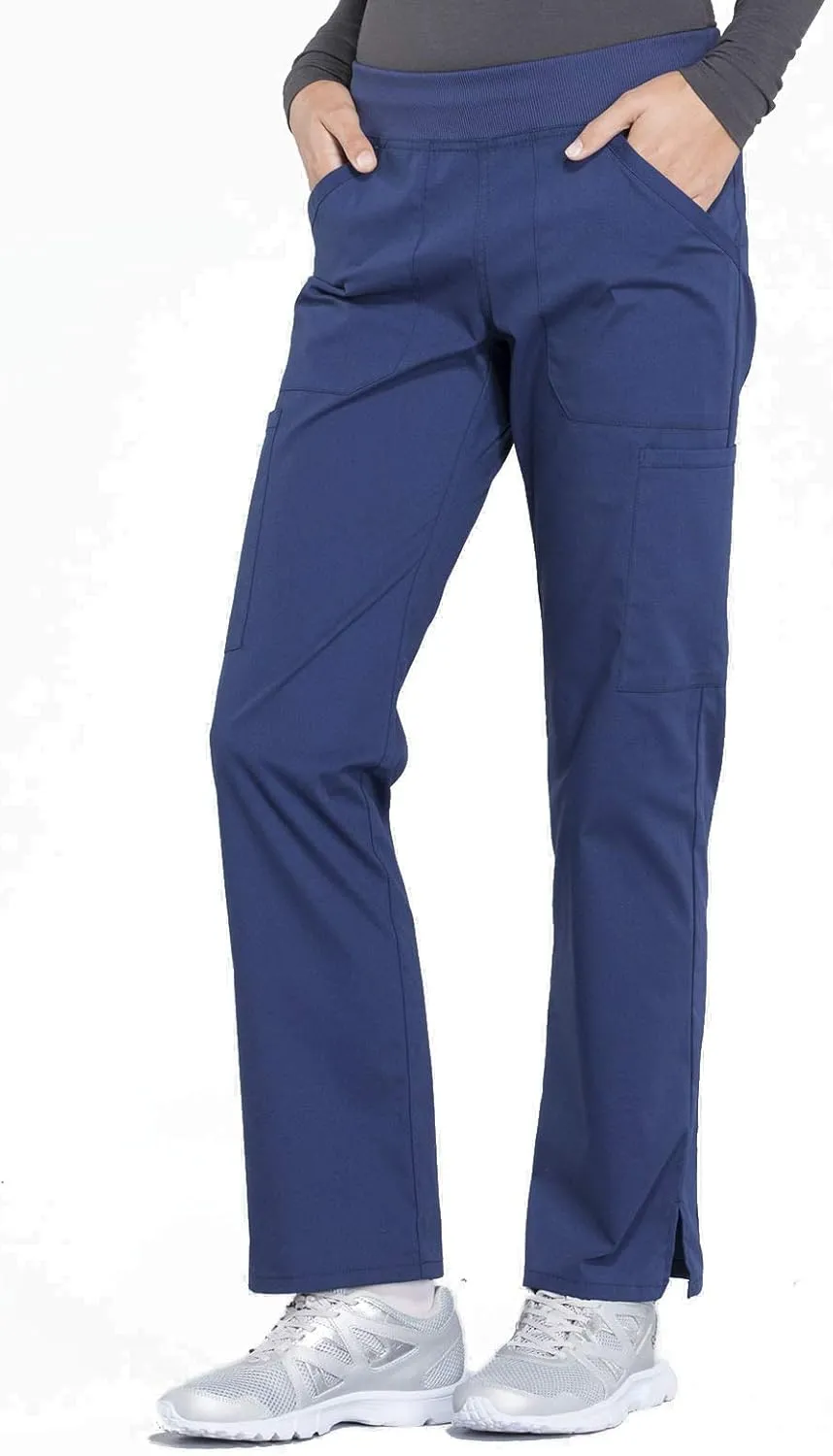 Cherokee Women's Scrub Pants Mid Rise Straight Leg Pull-on Cargo Pant with 6 Pockets & 2-Way Stretch Fabric - WW170