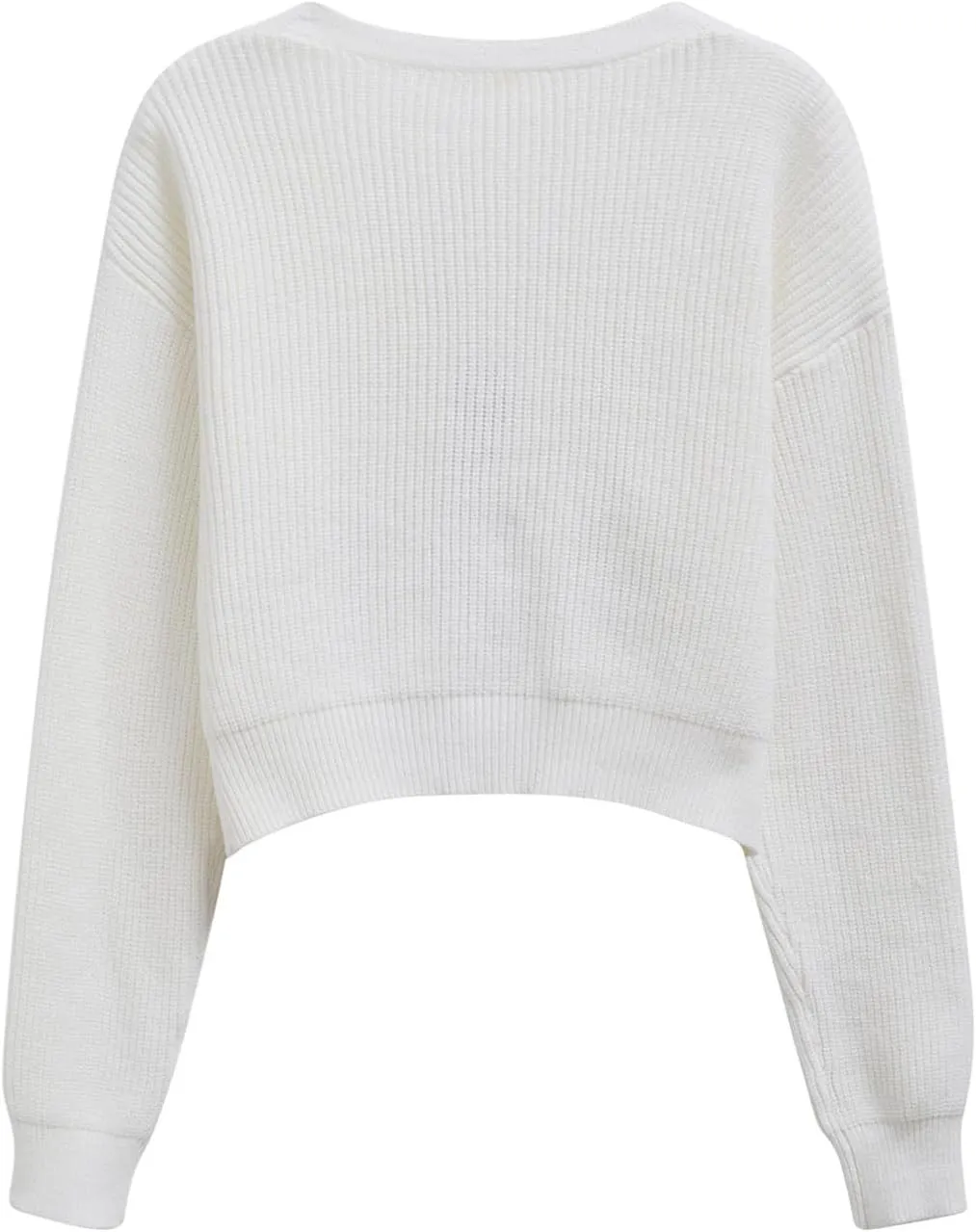 CHICWISH Women Velvet Tie Front Crop Ribbed Knit Cardigan Sweaters V Neck Long Sleeves Trendy Fall Winter Casual Tops