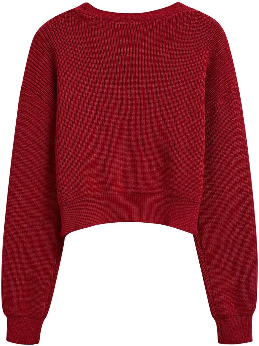 CHICWISH Women Velvet Tie Front Crop Ribbed Knit Cardigan Sweaters V Neck Long Sleeves Trendy Fall Winter Casual Tops