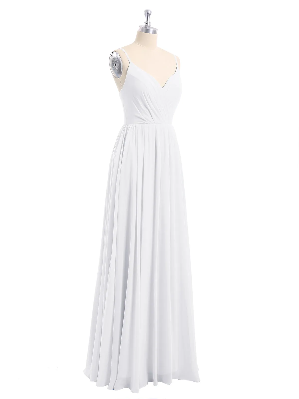 Chiffon Bridesmaid Dresses with Spaghetti Straps-White