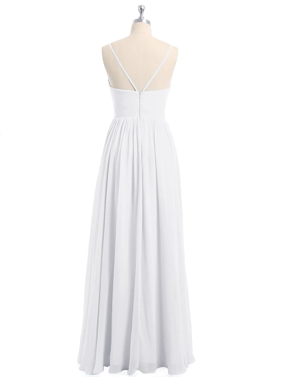 Chiffon Bridesmaid Dresses with Spaghetti Straps-White