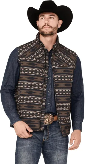 Cinch Western Vest Mens Concealed Carry Logo Aztec Brown MWV1592002