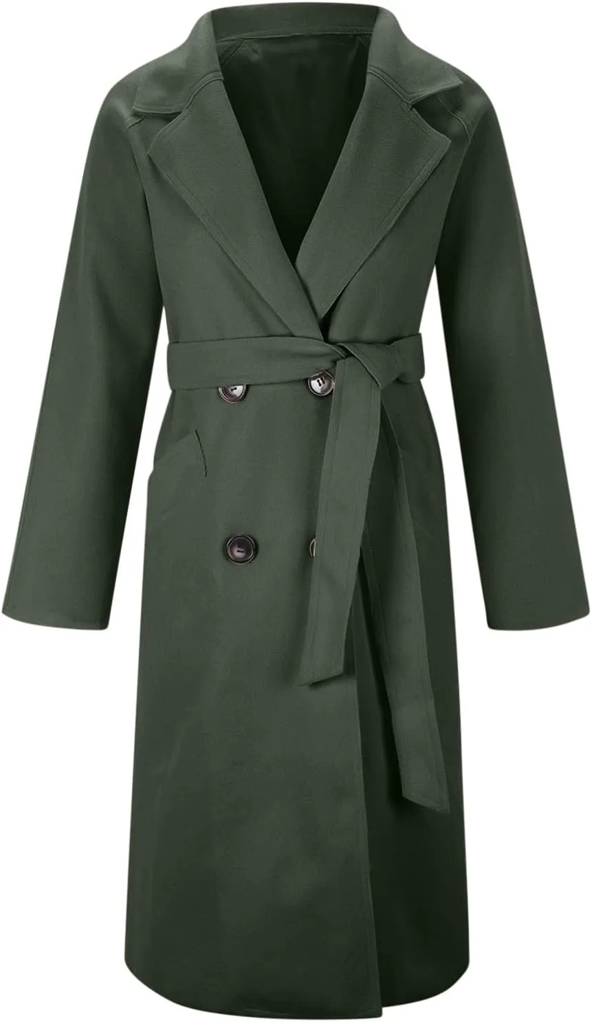 Coat for Women, Long Winter Trench Coats Elegant Solid Jackets Windproof Overcoats Casual Warm Outerwear with Belt