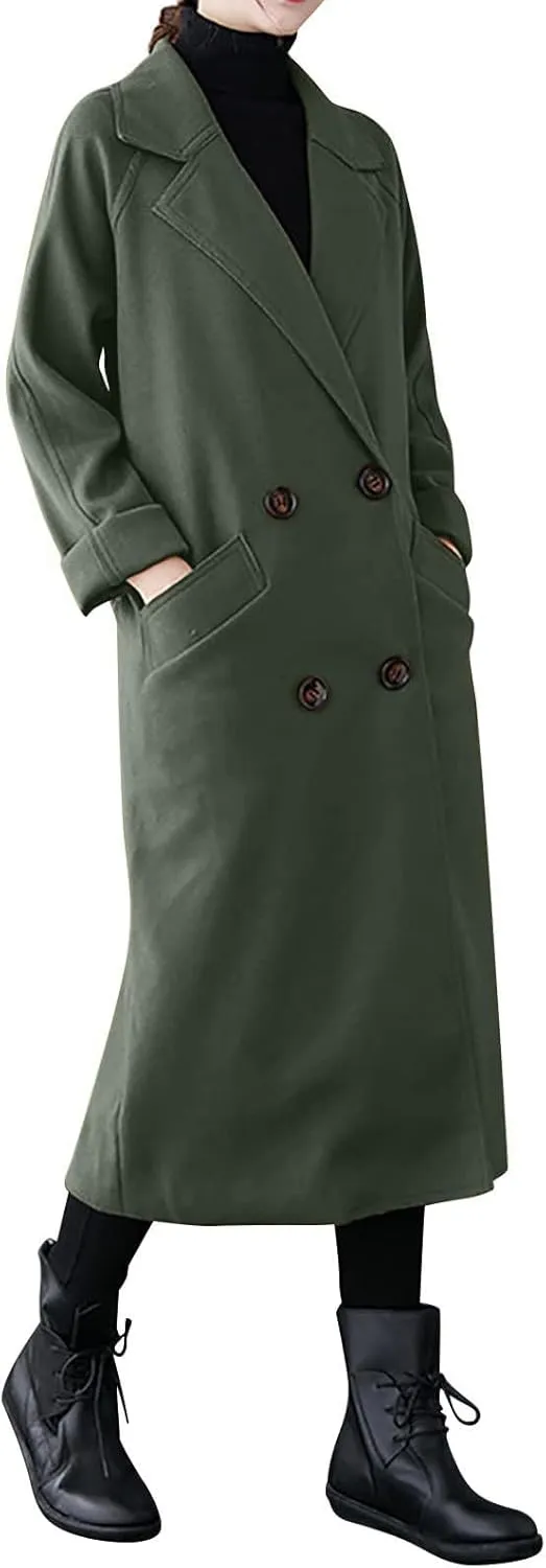 Coat for Women, Long Winter Trench Coats Elegant Solid Jackets Windproof Overcoats Casual Warm Outerwear with Belt