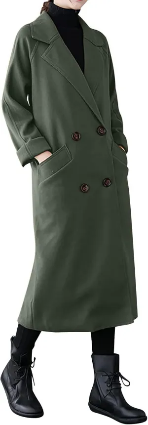 Coat for Women, Long Winter Trench Coats Elegant Solid Jackets Windproof Overcoats Casual Warm Outerwear with Belt